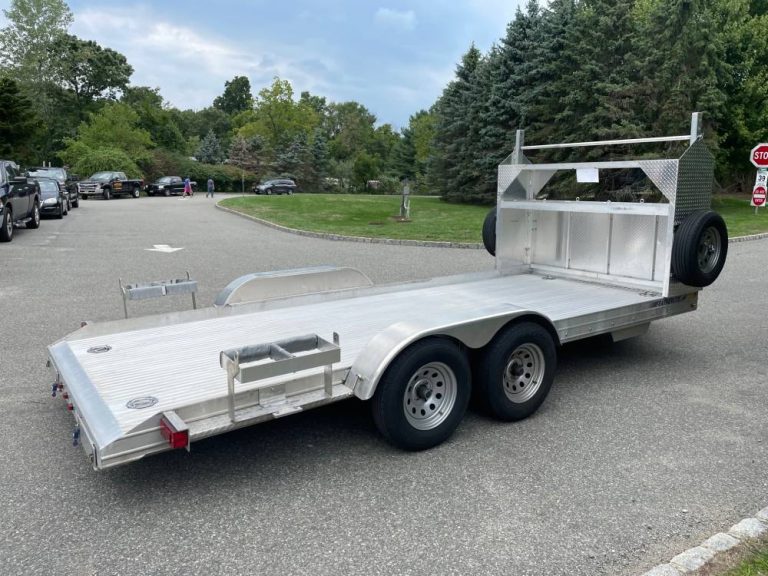 ALL ALUMINUM OPEN CAR TRAILER with Tire Rack + OPTIONS , 81"X17.5 Featherlite Brand Aluminum