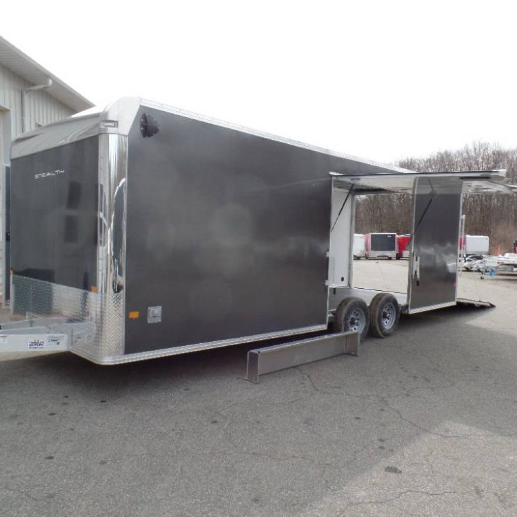 BEST PRICE, 8.5X24 Enclosed Car Trailer, with Big Escape Door with Removable Fender, 9,990 GVWR, Shown With Options.