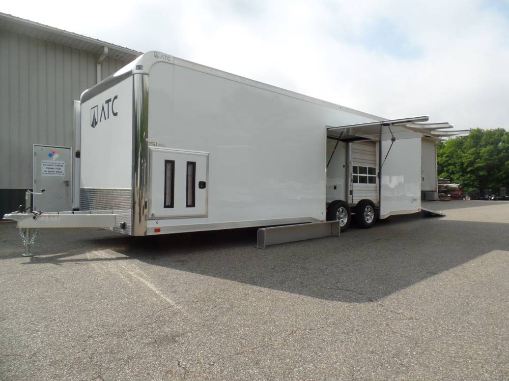 ATC Aluminum Enclosed Car Trailer, 8.5X28 with Big Escape Door, Finished Interior, Cabinets, Electrical, SALE Price $29,995